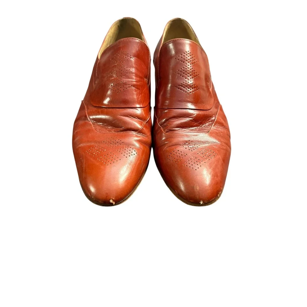 Jean Pier Clemente Mens Leather Loafers Brown Italian Slip On 9.5 D DA124A02